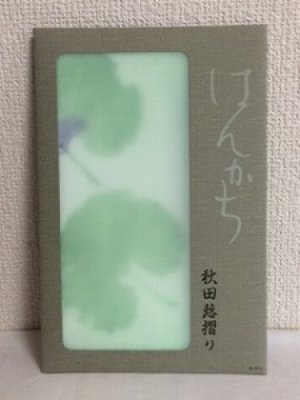 画像1: 秋田蕗ずり　ケース入りハンカチ　緑