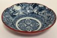 画像1: 陶器皿　赤×青い模様 (1)