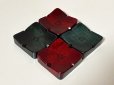 画像1: 拭き漆仕上げ箸置きあじさい　緑×紅　4個セット (1)