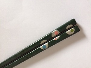 『乾漆箸』水玉・緑