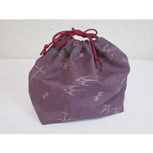 画像1: 紫和柄弁当袋　大 (1)