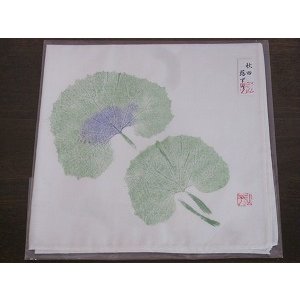 画像1: 秋田蕗ずり　ハンカチ　白 (1)