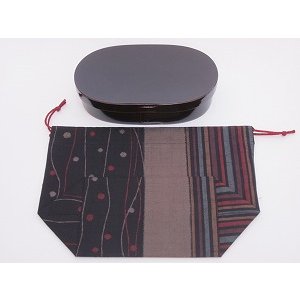 画像2: 黒和柄弁当袋　大 (2)