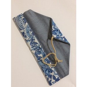 画像2: 箸袋　青系薔薇柄（内布グレー） (2)
