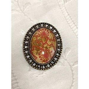 画像2: 漆ブローチ『桜・ブロンズ枠』 (2)