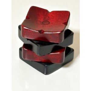 画像4: 拭き漆仕上げ箸置きあじさい　緑×紅　4個セット (4)