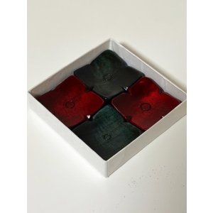 画像2: 拭き漆仕上げ箸置きあじさい　緑×紅　4個セット (2)